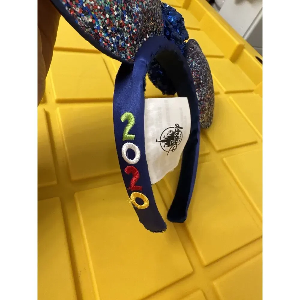 Disney Parks 2020 Minnie Mouse Ears Blue Sequin Bow Headband Sparkles Mickey